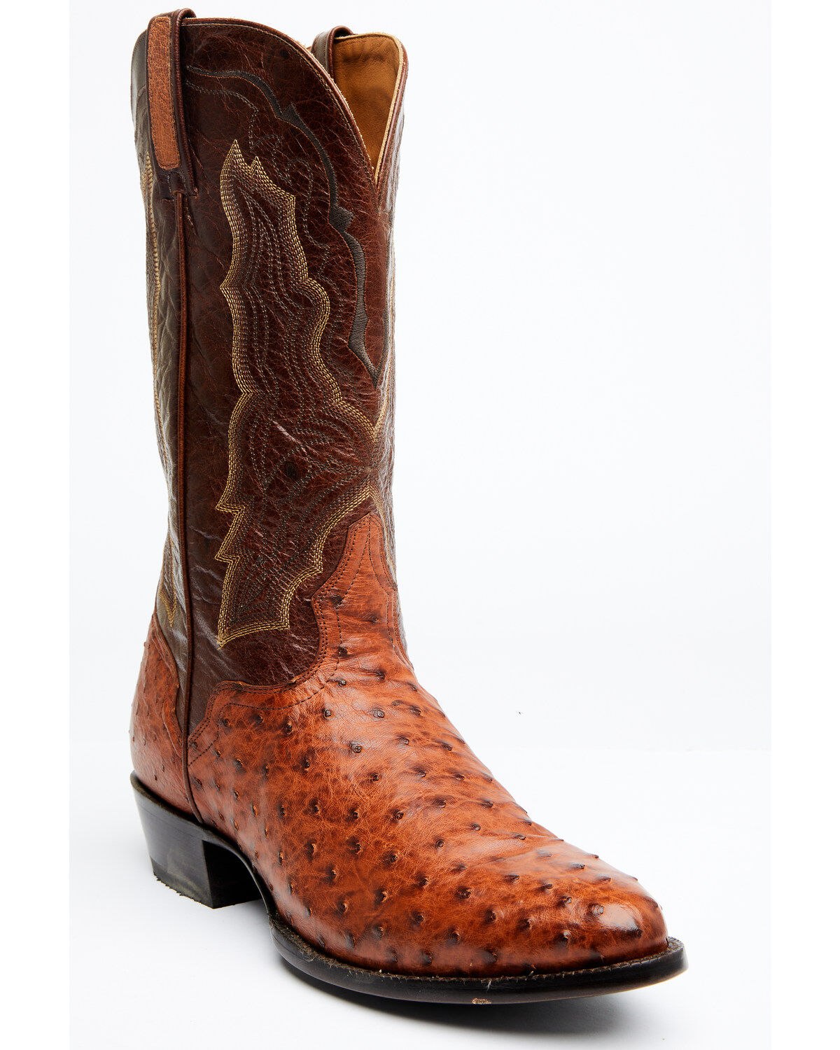 Men's El Dorado Exotic Full-Quill Ostrich Skin Western Boots - Round T