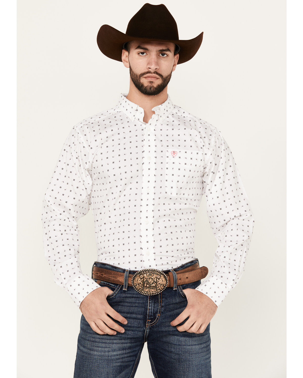 Men's Ariat Blaze Paisley Geo Print Long Sleeve Button-Down Western Sh