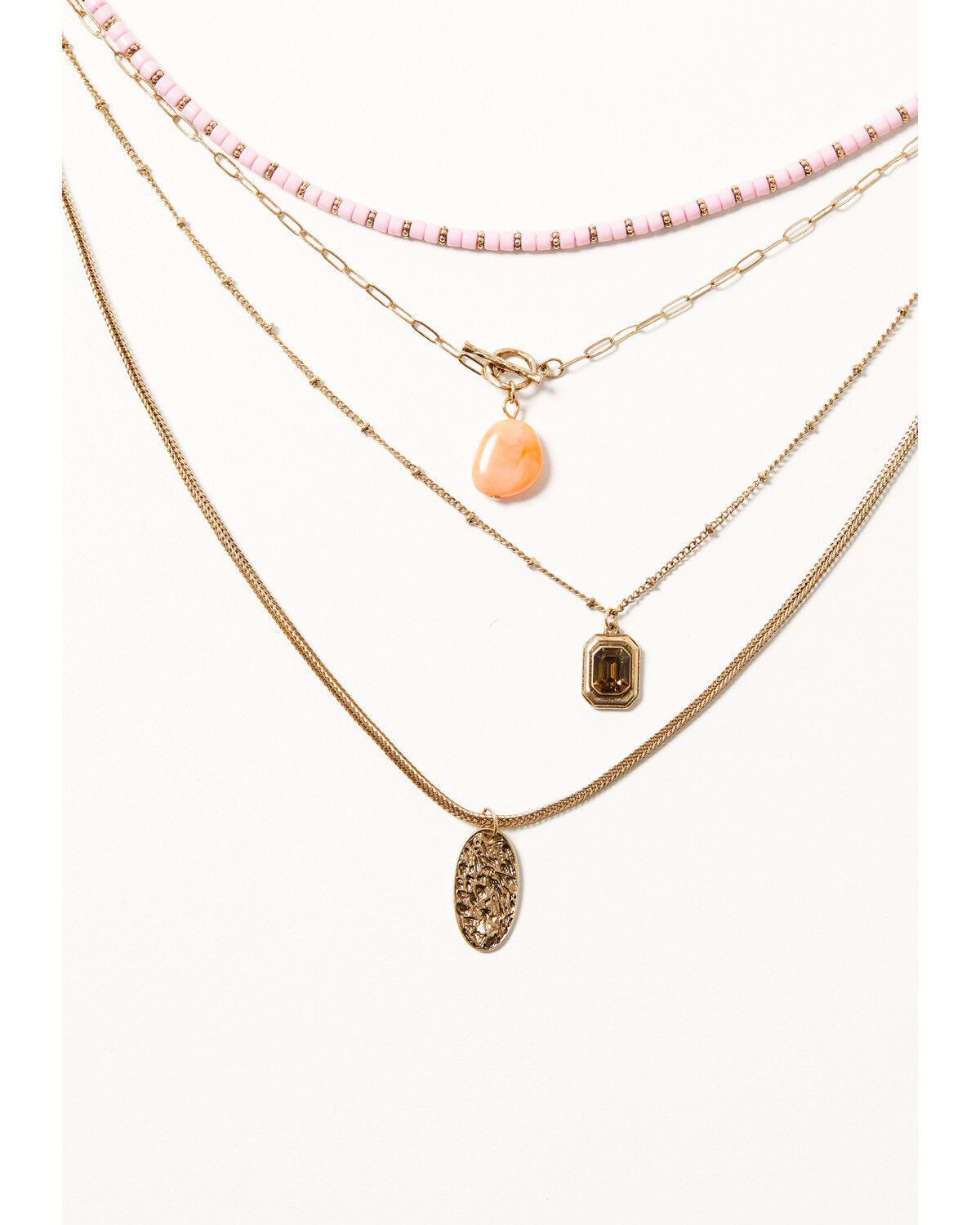 Women's Shyanne 5-piece Gold & Lavender Beaded Pendant Layered Necklac