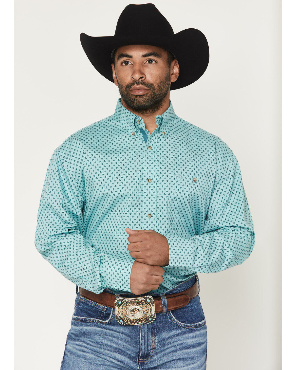 Men's Wrangler George Strait by Geo Print Long Sleeve Button-Down Stre