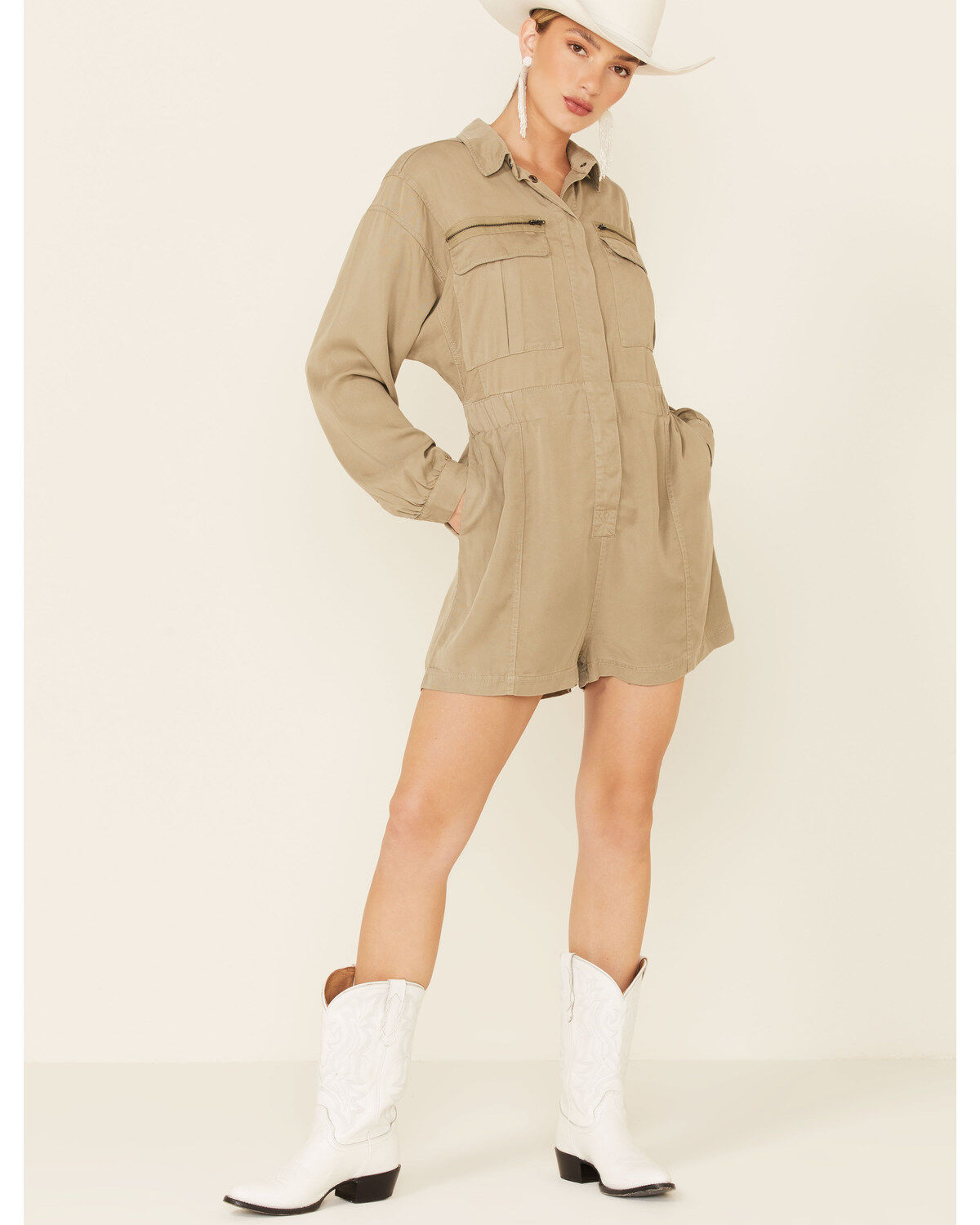 Women's Very J Tencel Utility Romper