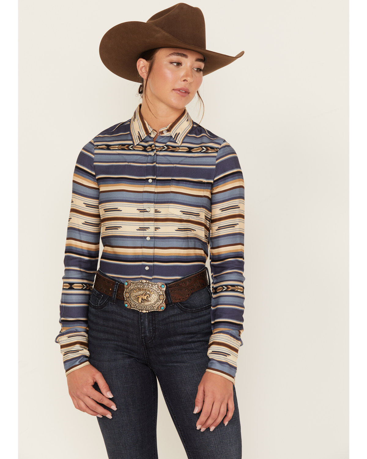 Women's Stetson Serape Stripe Long Sleeve Pearl Snap Western Shirt