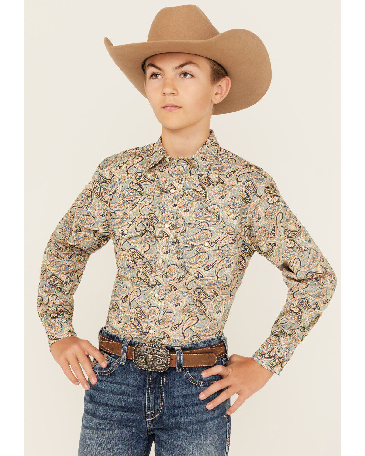 Boys' Cinch Paisley Print Long Sleeve Snap Western Shirt