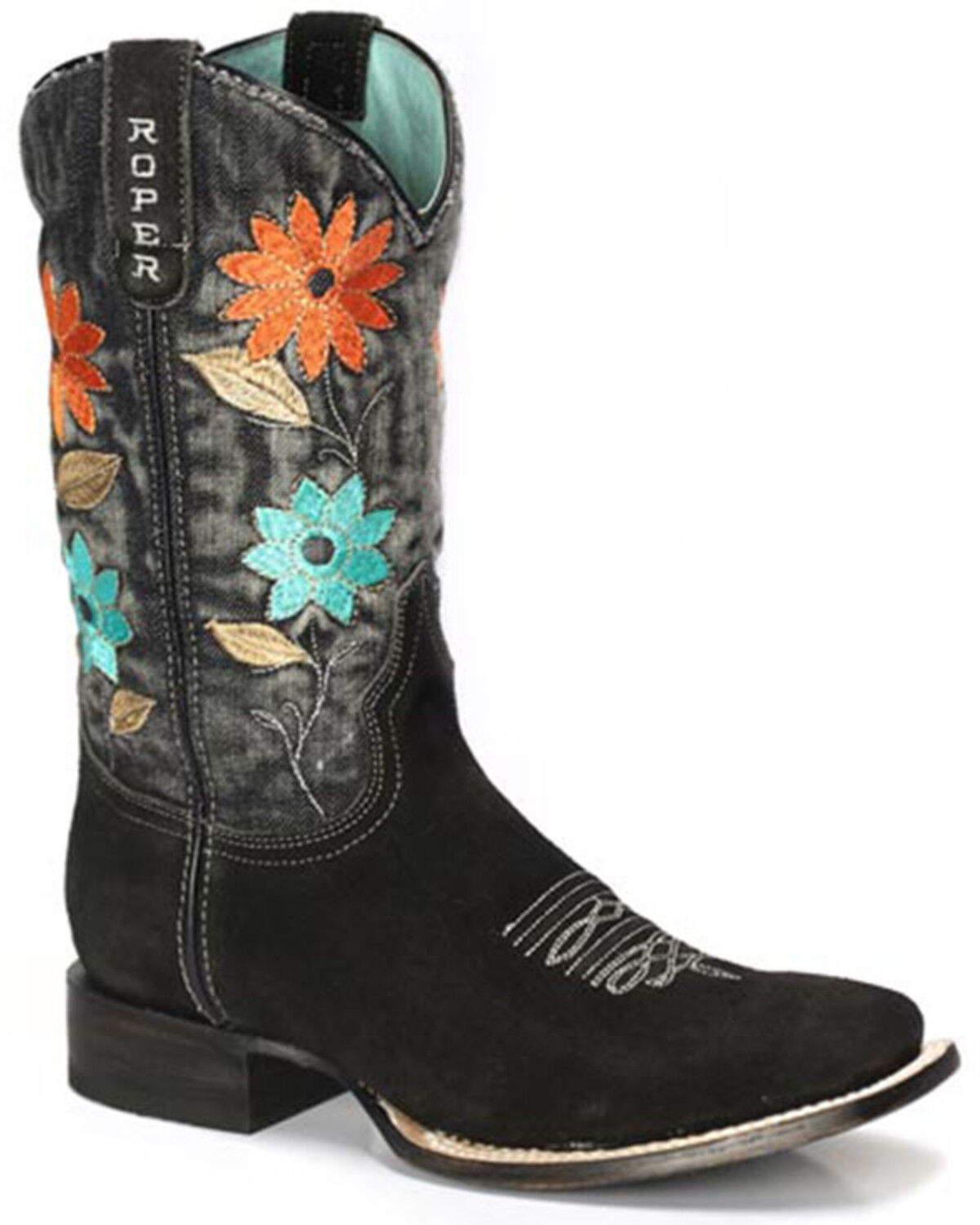 Women's Roper Flower Power Western Boots - Broad Square Toe