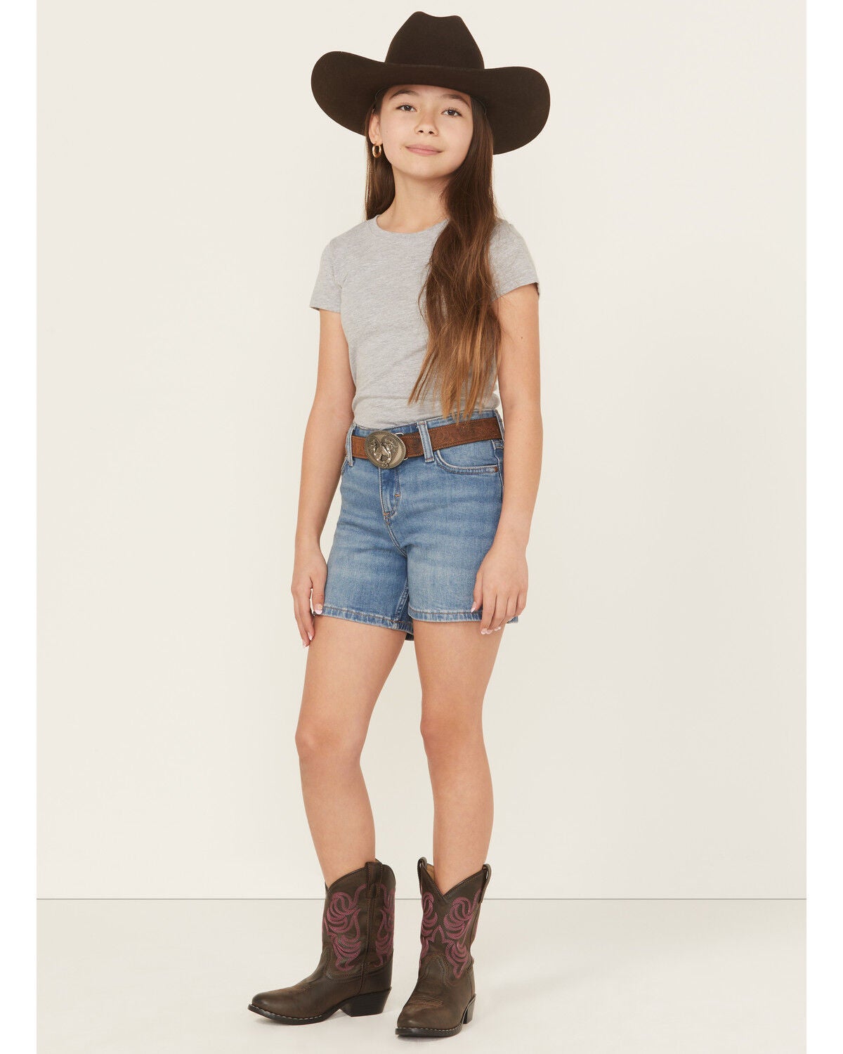 Girls' Wrangler Medium Wash Stretch Denim Shorts