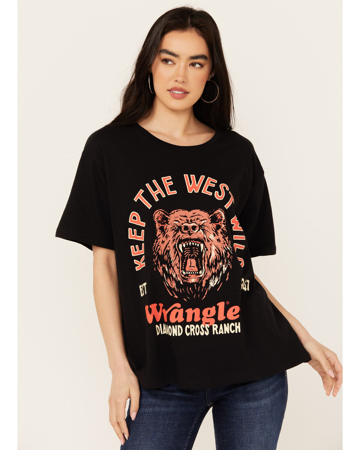 Women's Wrangler X Diamond Cross Ranch Wild Bear Short Sleeve Graphic