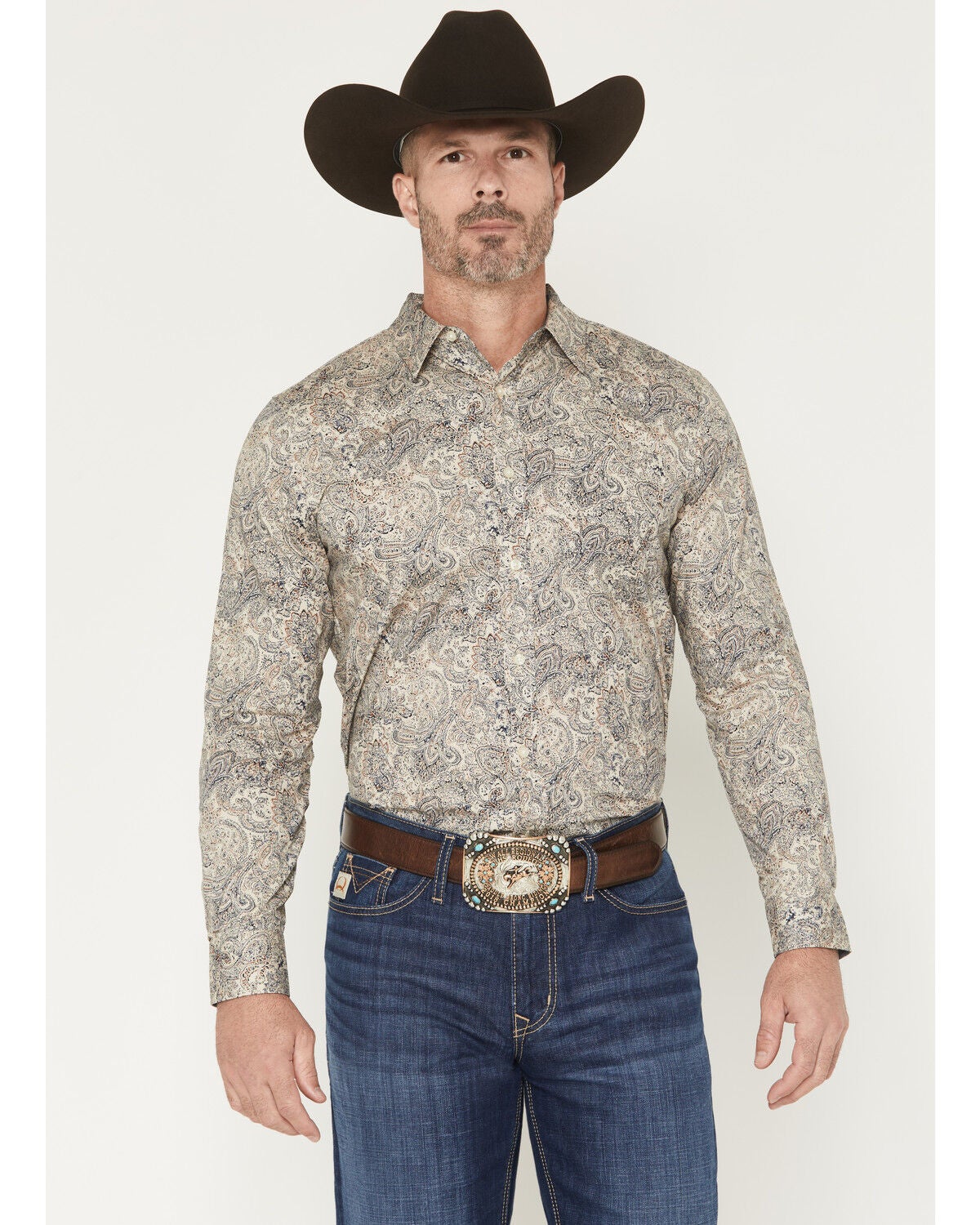 Men's Cody James Neverland Paisley Print Long Sleeve Button-Down Stret
