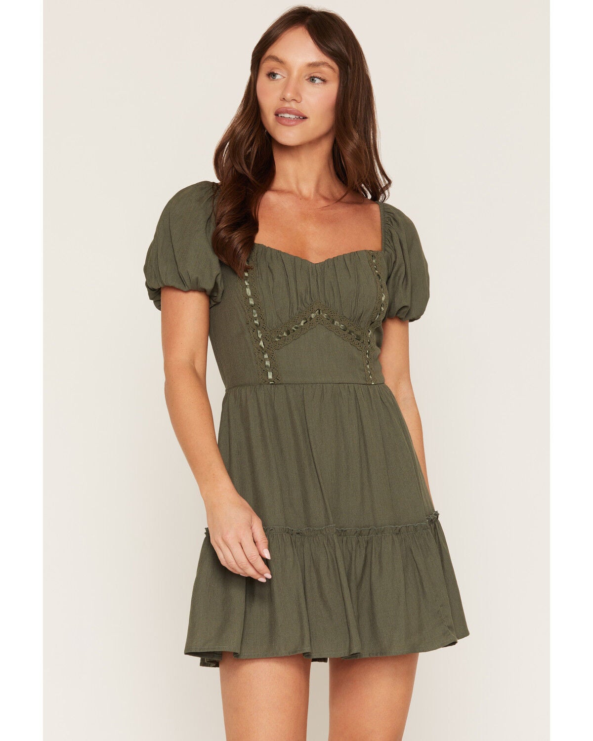 Women's Trixxi Ribbon Trim Short Sleeve Mini Dress