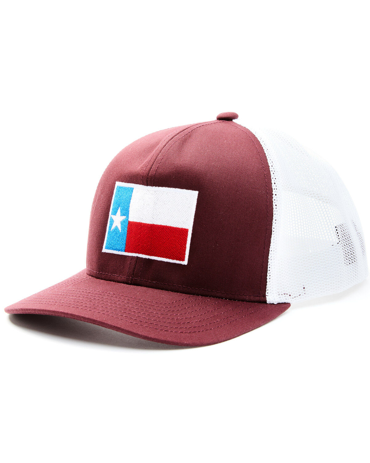 Men's Oil Field Hats' Red & White Texas Flag Patch Mesh-Back Ball Cap