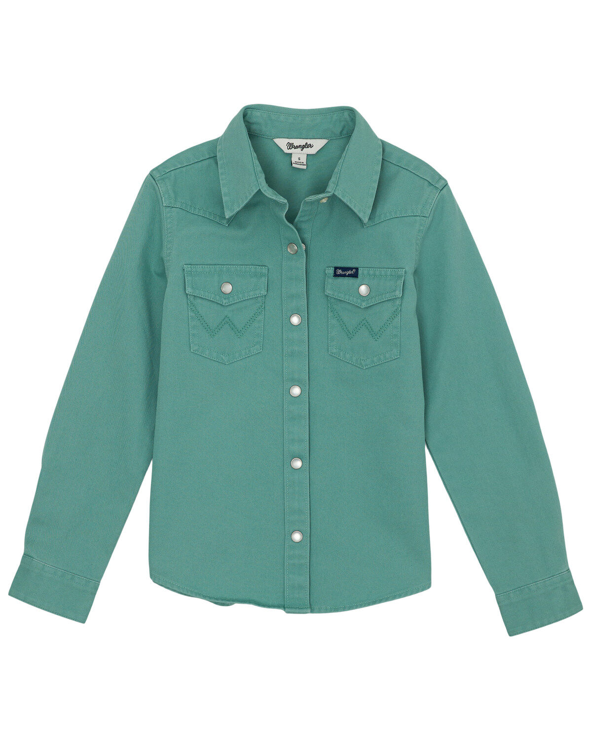 Girls' Wrangler Solid Long Sleeve Snap Western Shirt