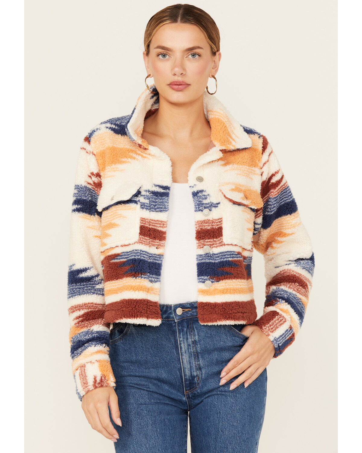Women's Ashley Southwestern Print Sherpa Jacket