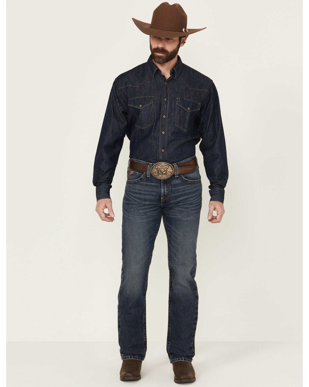 Men's Ariat M7 Keystone Handley Medium Wash Slim Straight Rigid Denim