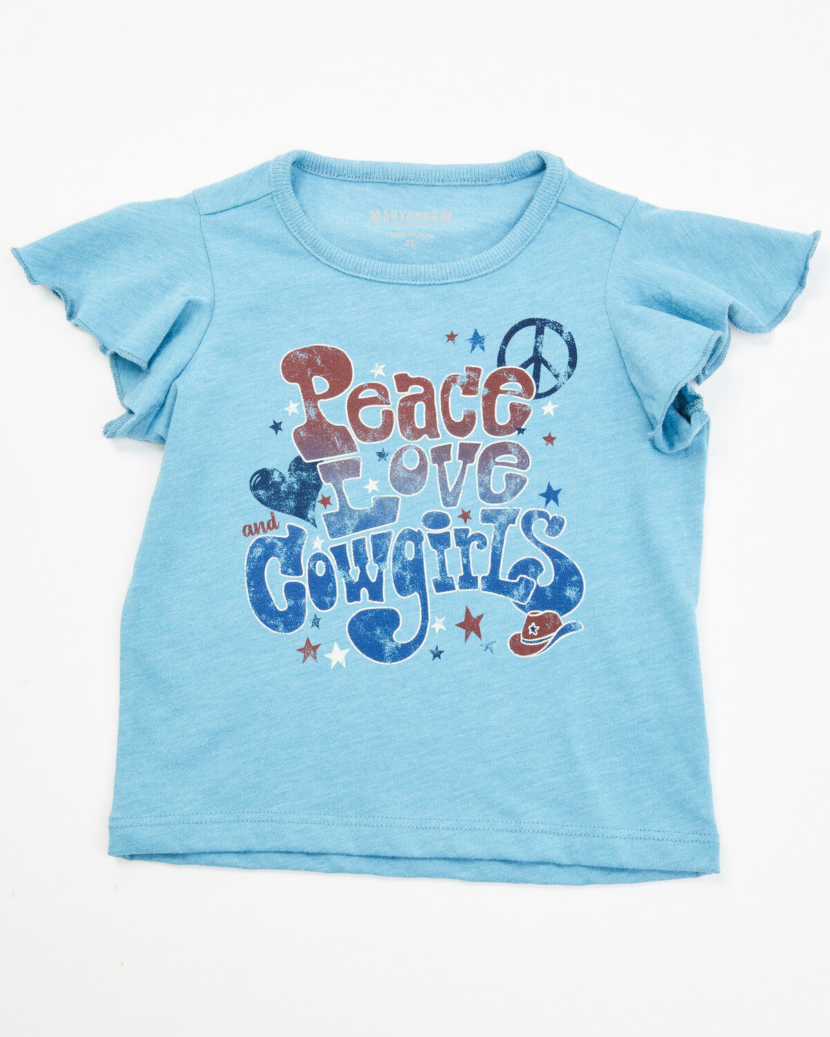 Girls' Shyanne Toddler Peace Love Cowgirls Flutter Sleeve Graphic Tee