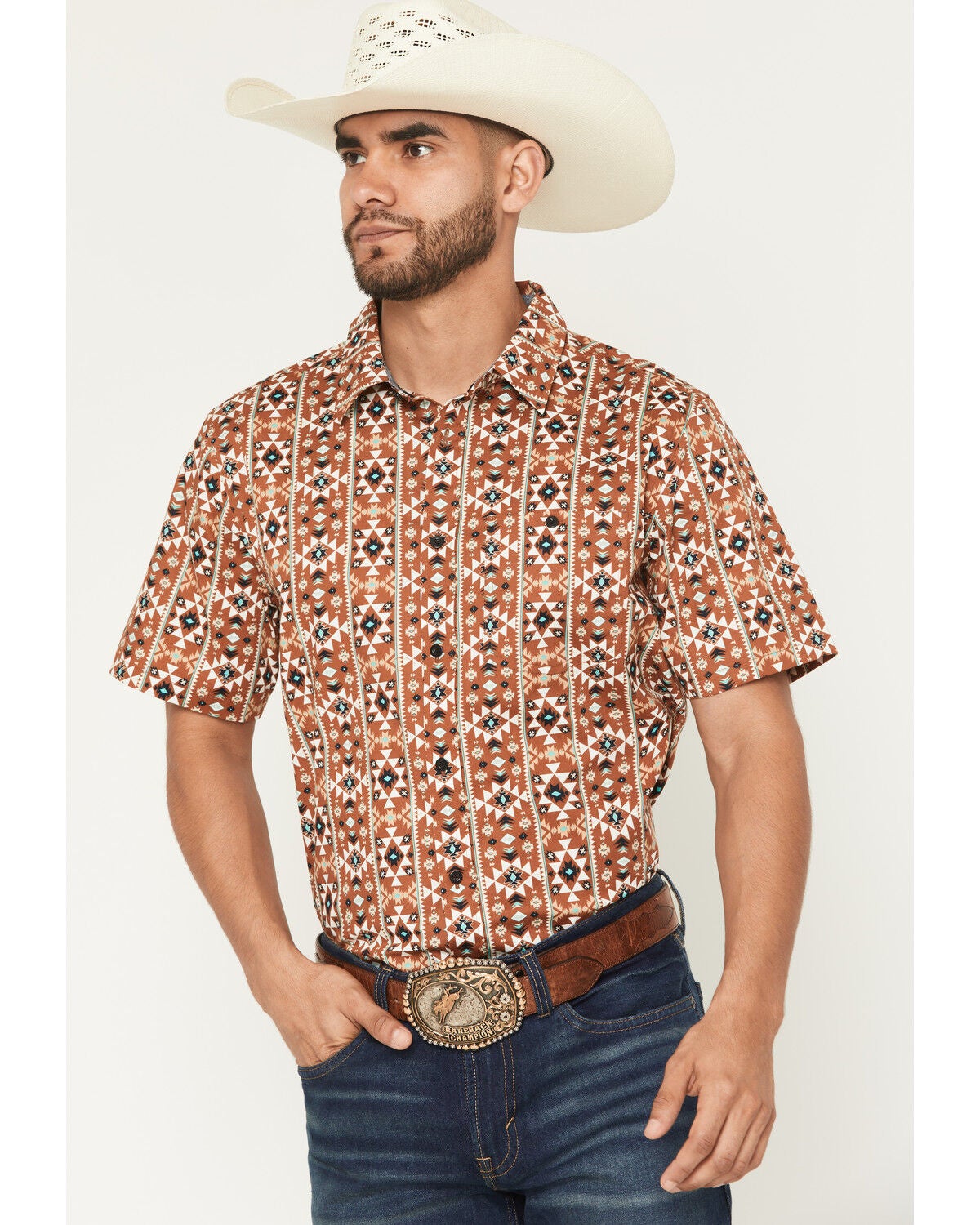 Men's RANK 45 Thunderhead Southwestern Short Sleeve Button-Down Stret