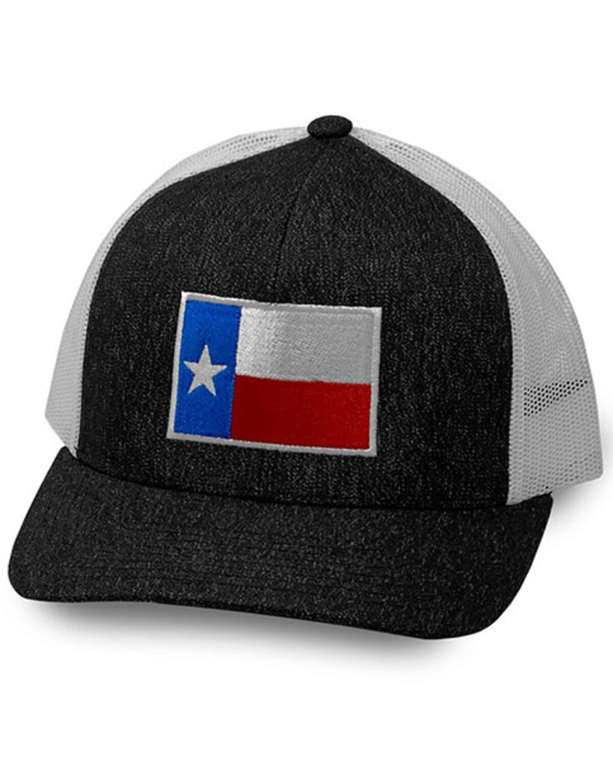 Men's Oil Field Hats Heather Black Texas Flag Patch Mesh-Back Ball Cap