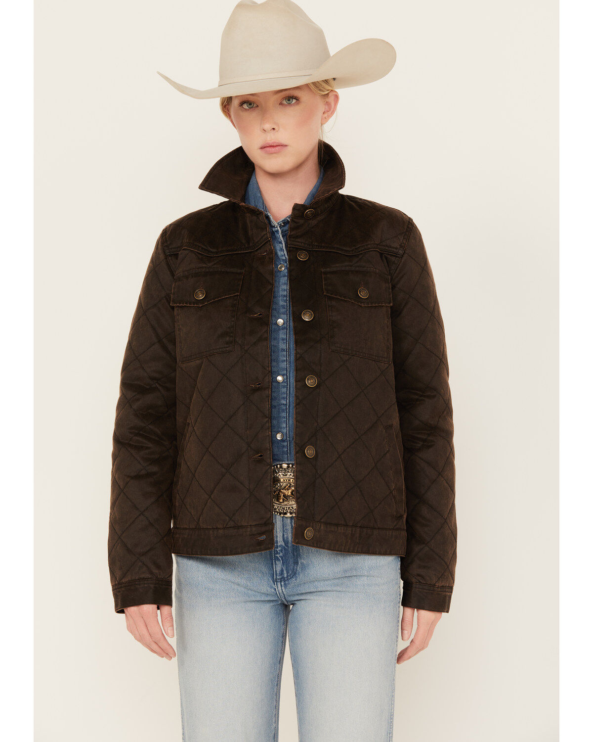 Women's Shyanne Quilted Faux Oil Skin Jacket