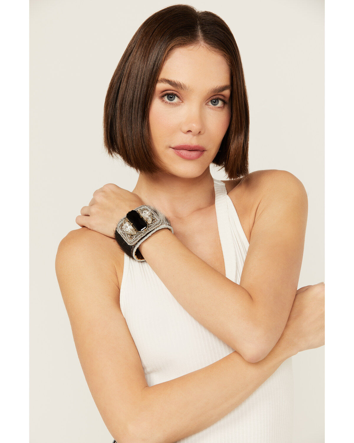Women's Erin Knight Designs Cowhide And Leather Cuff Bracelet