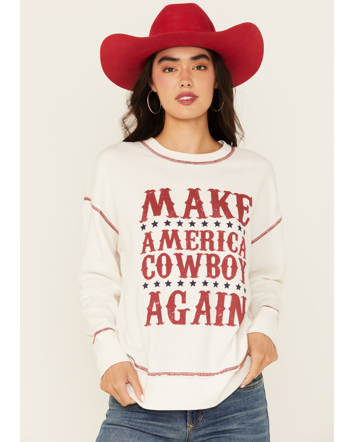 Women's Blended Make America Cowboy Again Graphic Sweatshirt