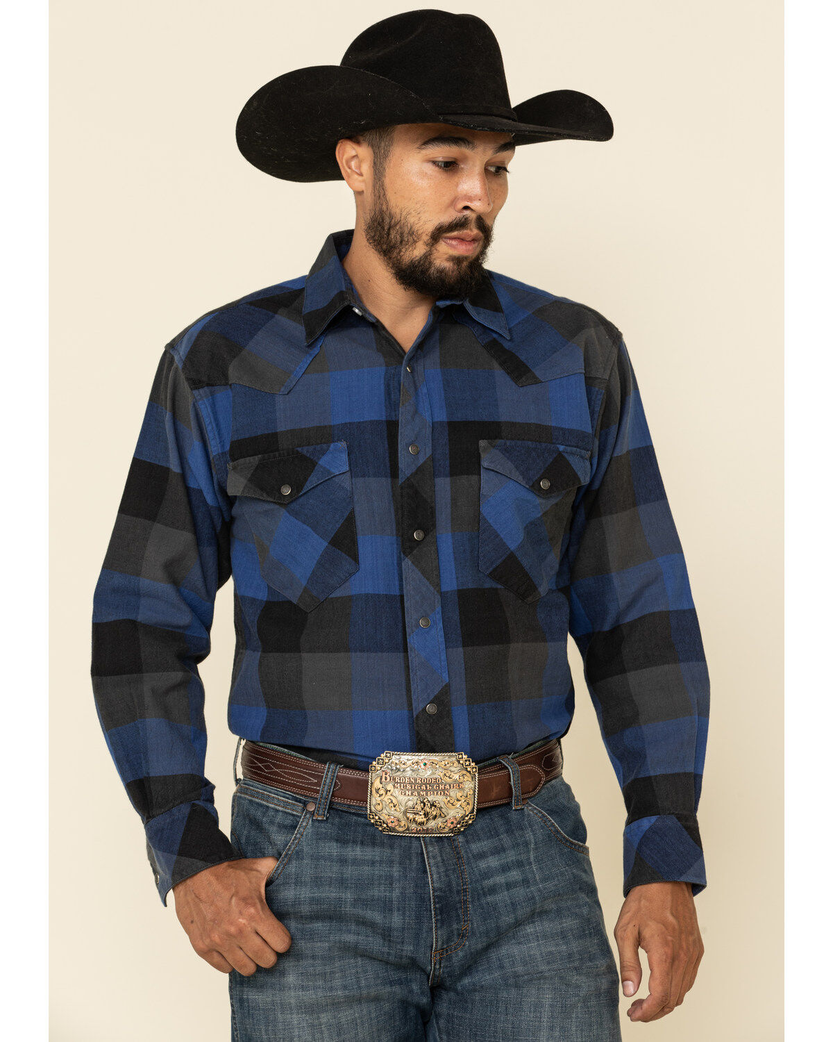 Men's Resistol Montreal Large Plaid Long Sleeve Western Shirt