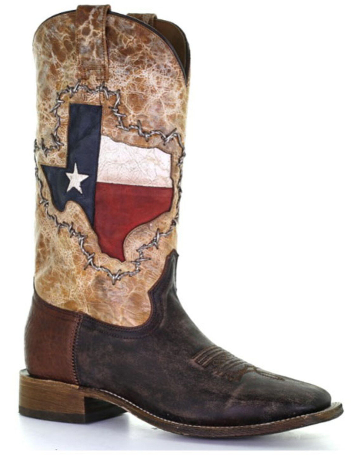 Men's Corral Texas Flag Shaft Western Boots - Broad Square Toe