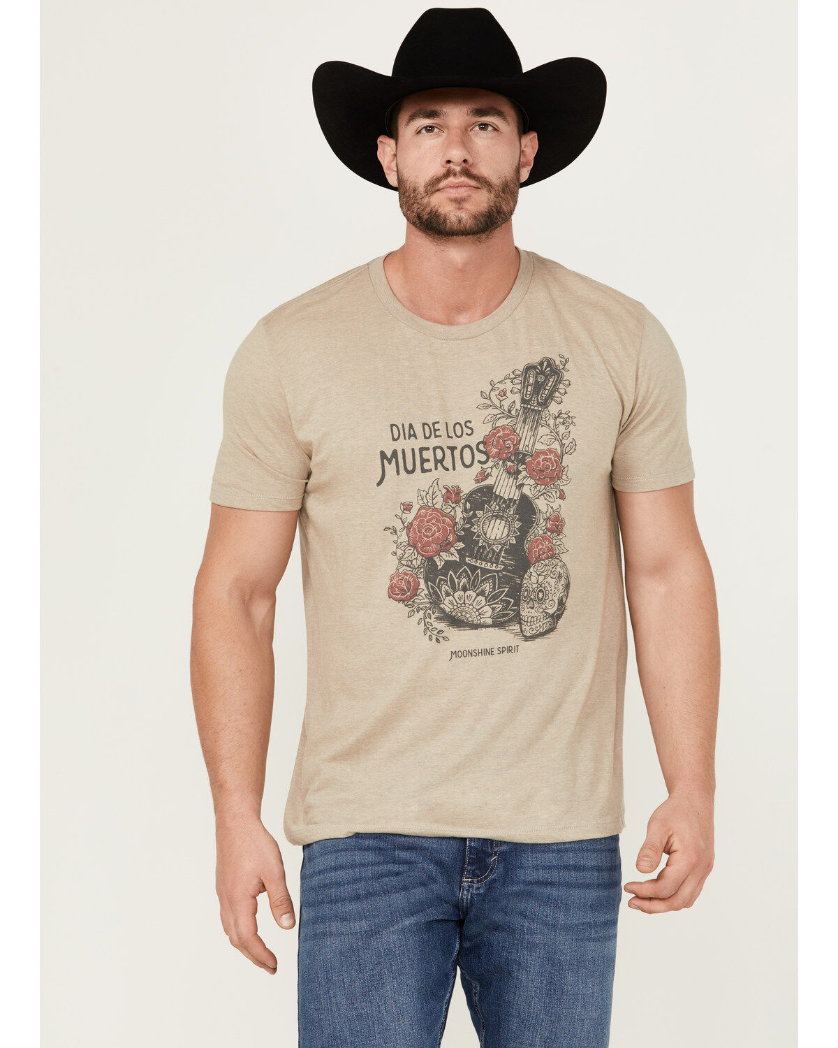 Men's Moonshine Spirit Skull Guitar Short Sleeve Graphic T-Shirt