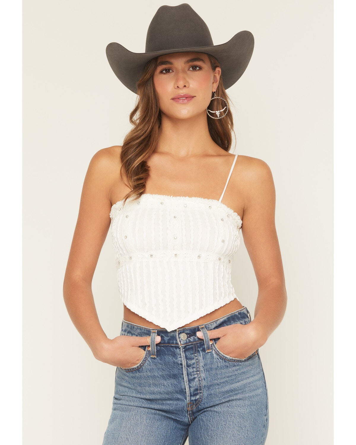 Women's Miss Me Studded Cropped Tank Top