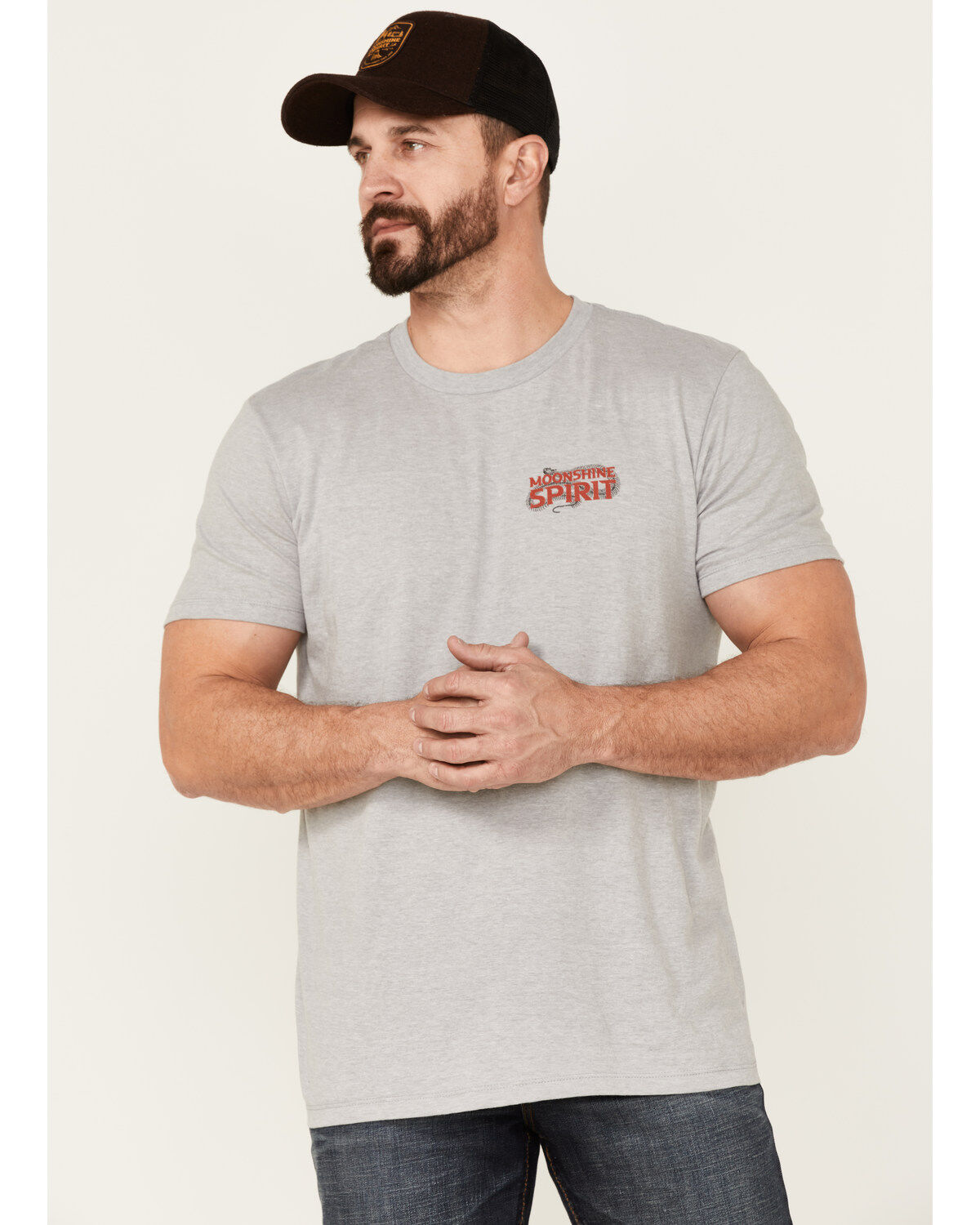 Men's Moonshine Spirit Gray Floral Snake Graphic Short Sleeve T-Shirt