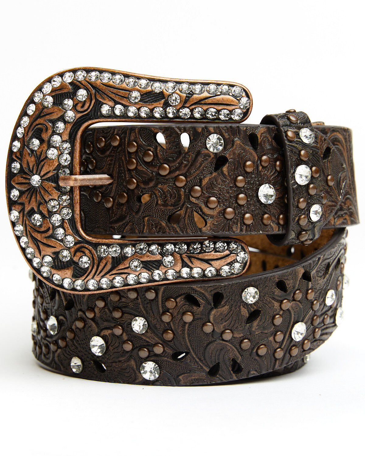 Women's Shyanne Brown Floral Embossed Western Belt