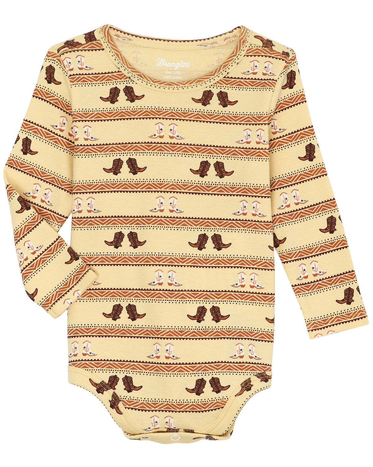 Boys' Wrangler Infant Cowboy Boot Long Sleeve Snap Onesie