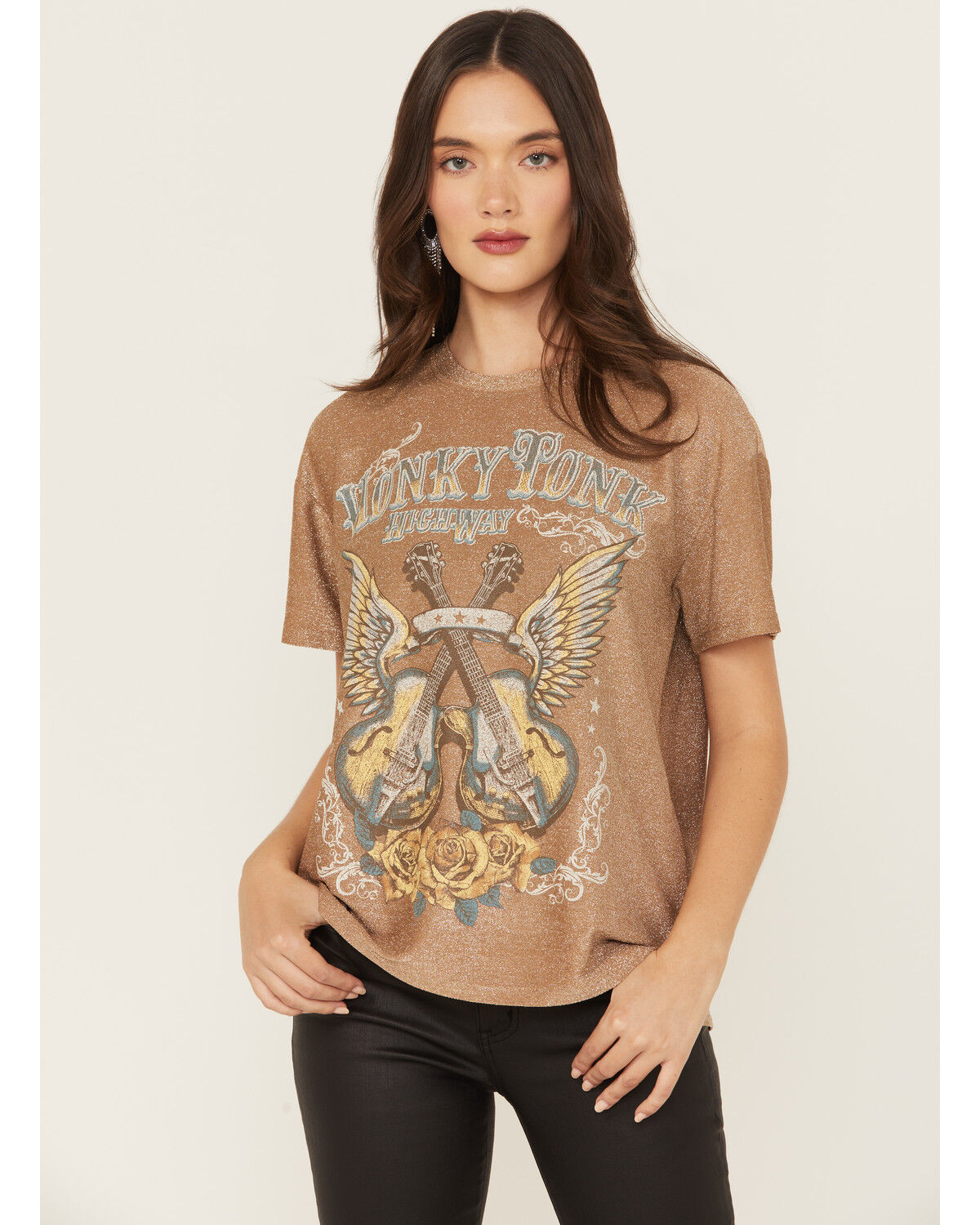 Women's Blended Honky Tonk Shimmer Short Sleeve Graphic Tee