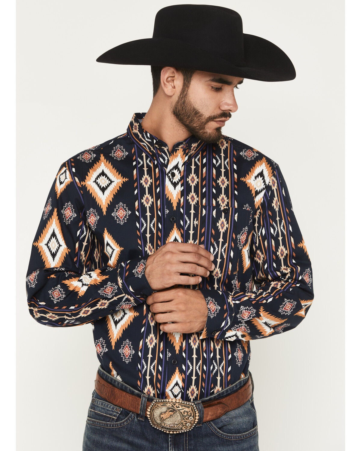 Men's RANK 45 Ocean Tide Trail Southwestern Striped Long Sleeve Butto