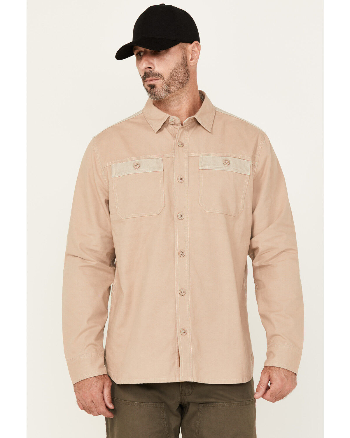 Men's Lucky Brand Workwear Solid Slub Canvas Long Sleeve Button-Down W