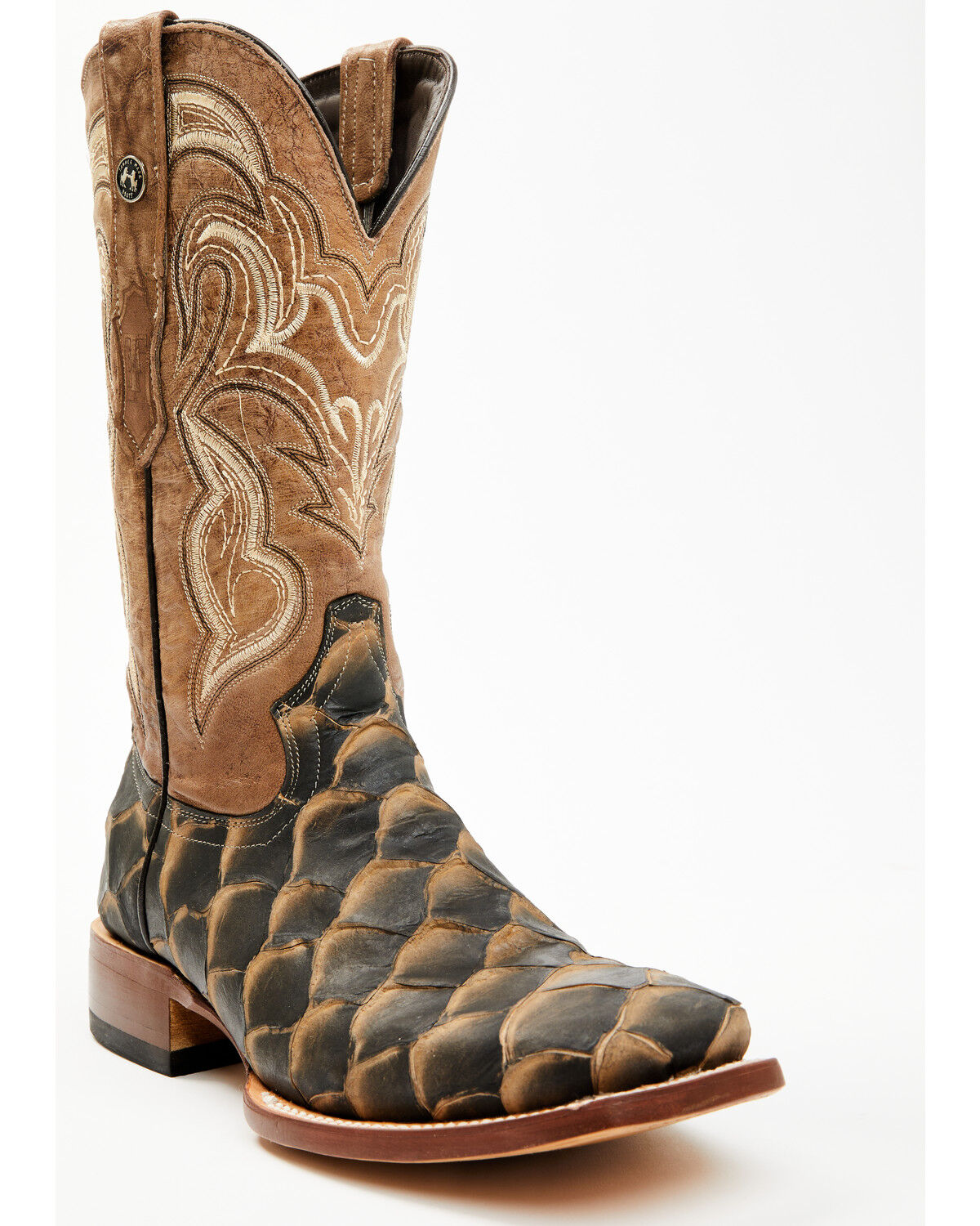 Men's Tanner Mark Monster Fish Print Western Boots - Broad Square Toe