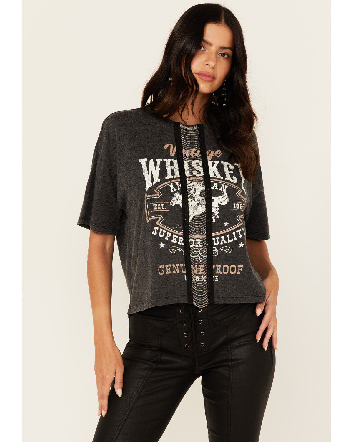 Women's Shyanne Chain Front Whiskey Short Sleeve Graphic Tee