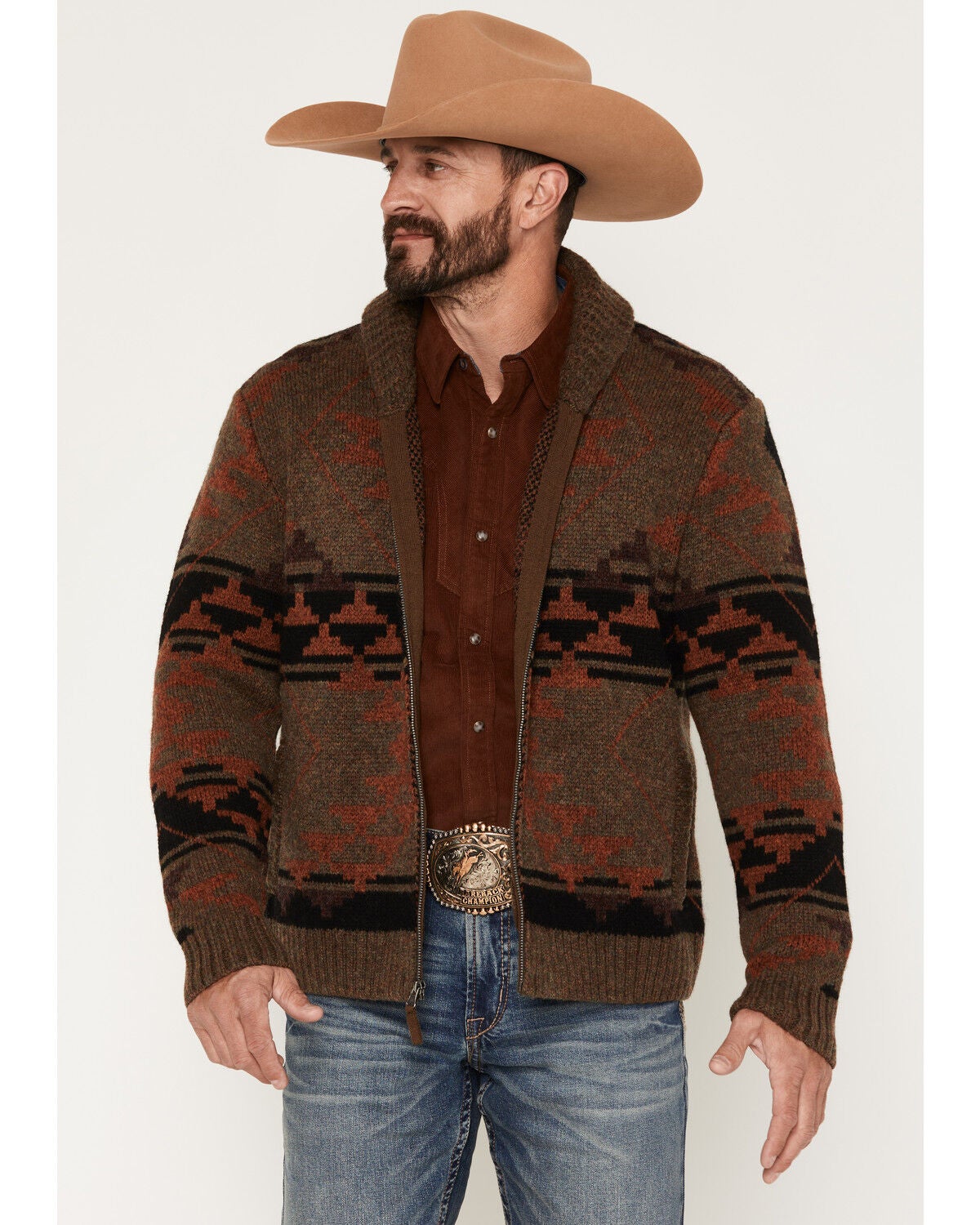 Men's Cody James Carson Southwestern Print Full Zip Cardigan