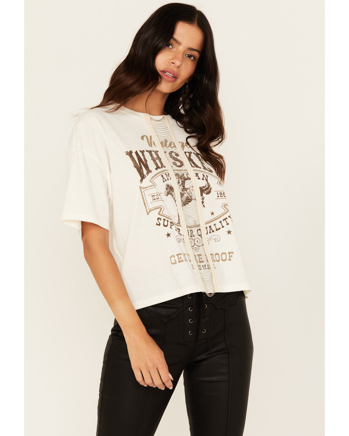 Women's Shyanne Chain Front Whiskey Short Sleeve Graphic Tee