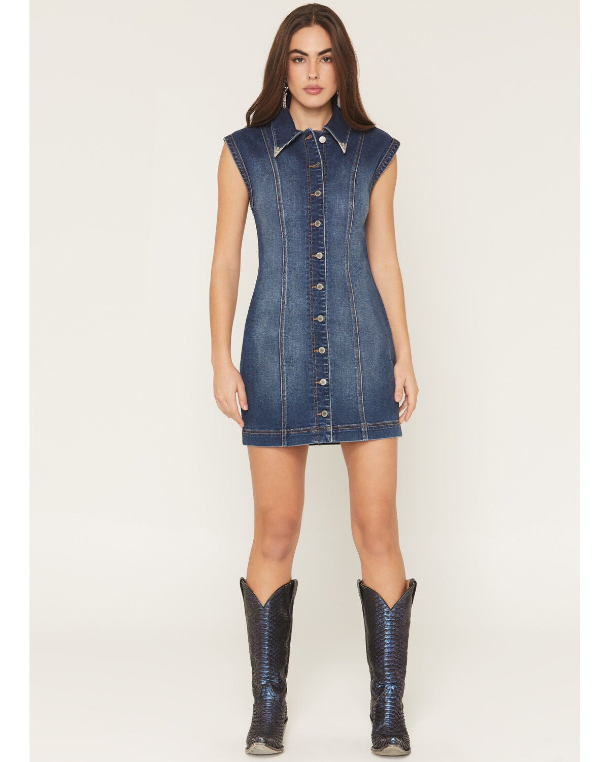 Women's Idyllwind Avalon Sleeveless Button-Down Denim Mini Dress