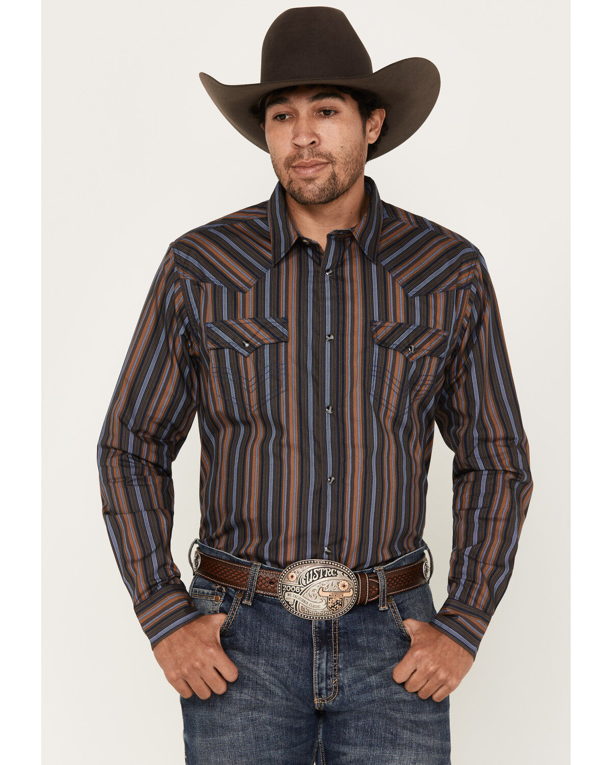Men's Cody James Finals Day Striped Long Sleeve Western Snap Shirt