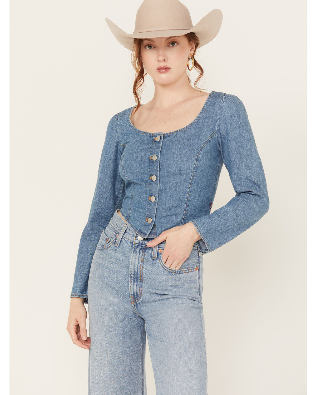 Women's Levi's Daryn Corset Long Sleeve Denim Shirt