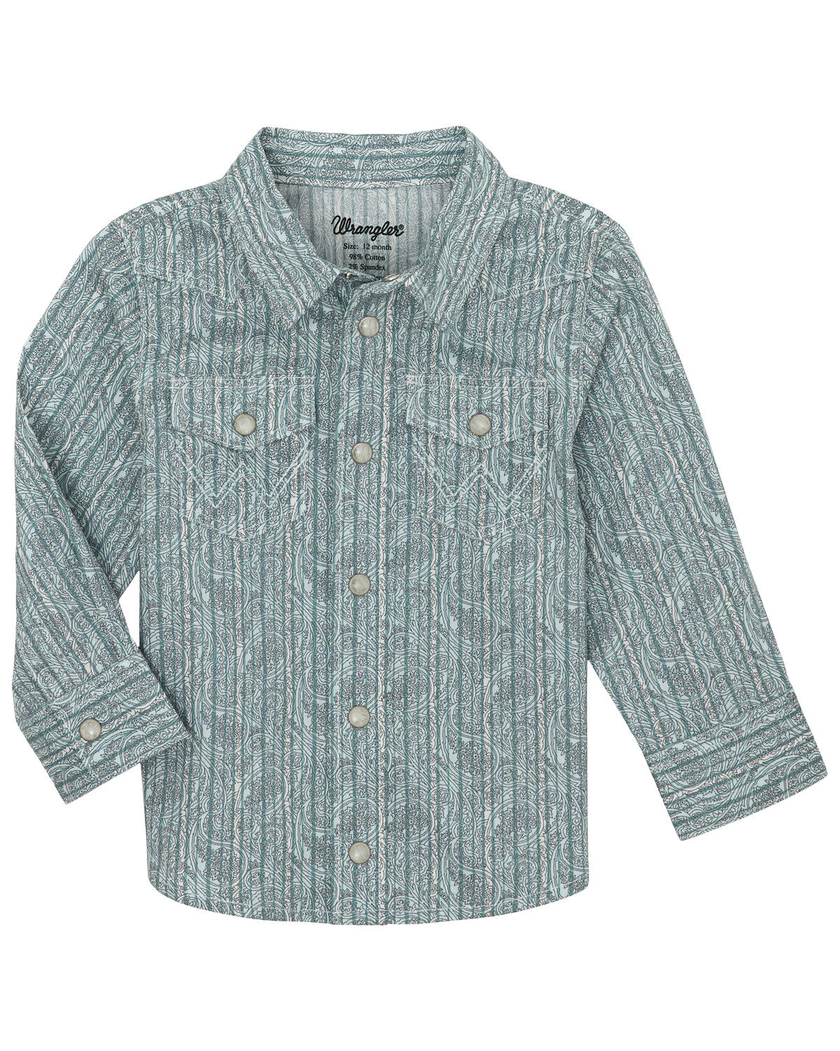 Boys' Wrangler Toddler Paisley Print Long Sleeve Snap Stretch Western