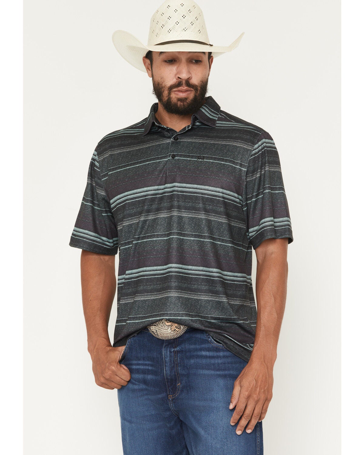 Men's Cinch ArenaFlex Striped Performance Polo