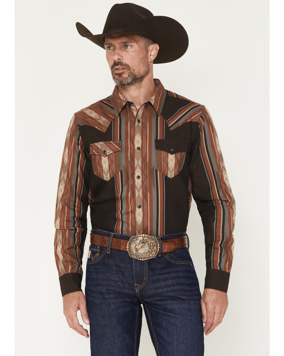 Men's Cody James Desert Trail Southwestern Stripe Print Long Sleeve Sn