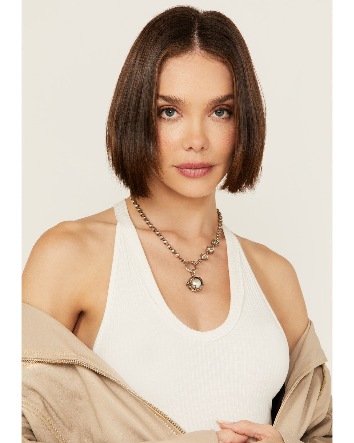 Women's Erin Knight Designs Vintage Sterling Plated Ball Chain with Vi
