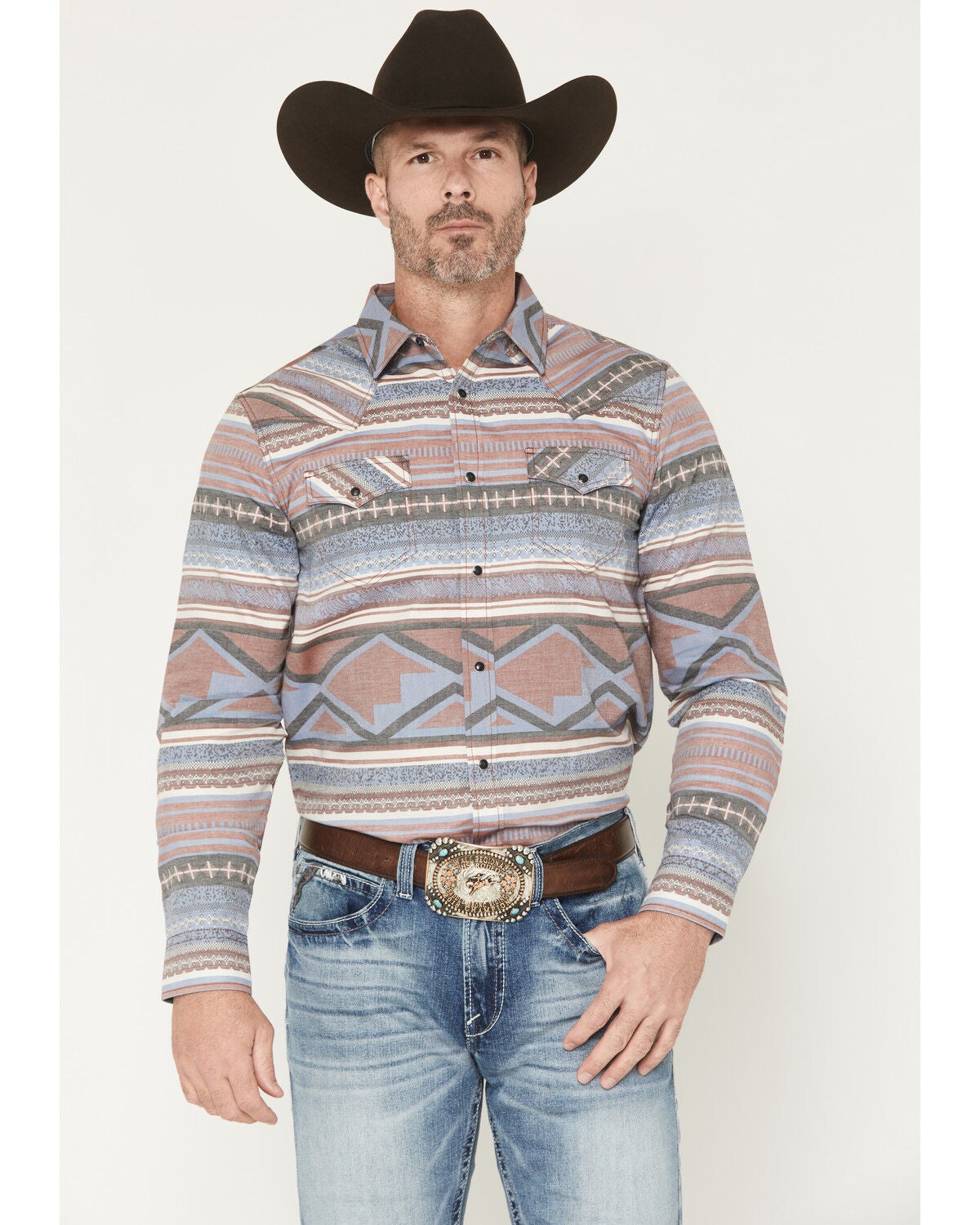 Men's Cody James Mountain Ranger Southwestern Striped Long Sleeve Snap