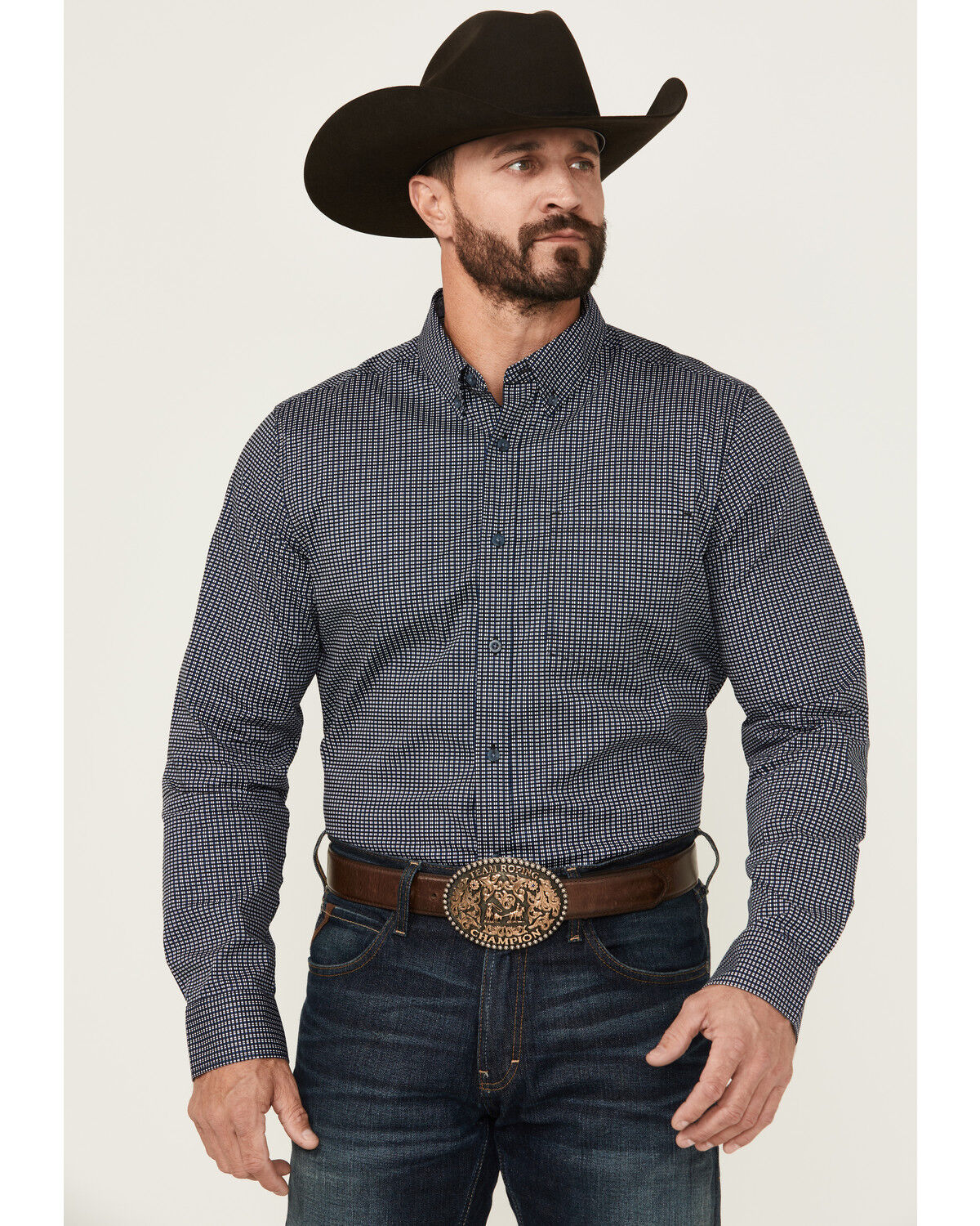 Men's Cody James Chris Geo Print Long Sleeve Button-Down Stretch Weste