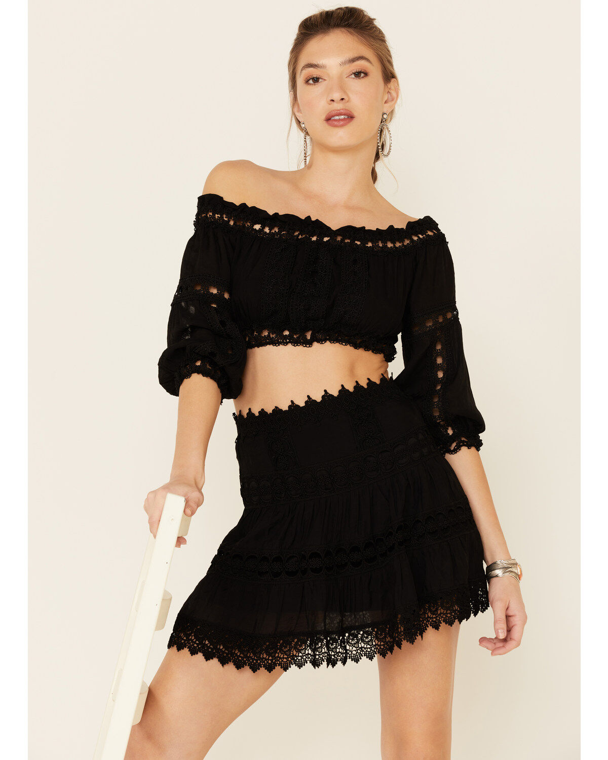 Women's Revel Cropped Off Shoulder Crochet Top