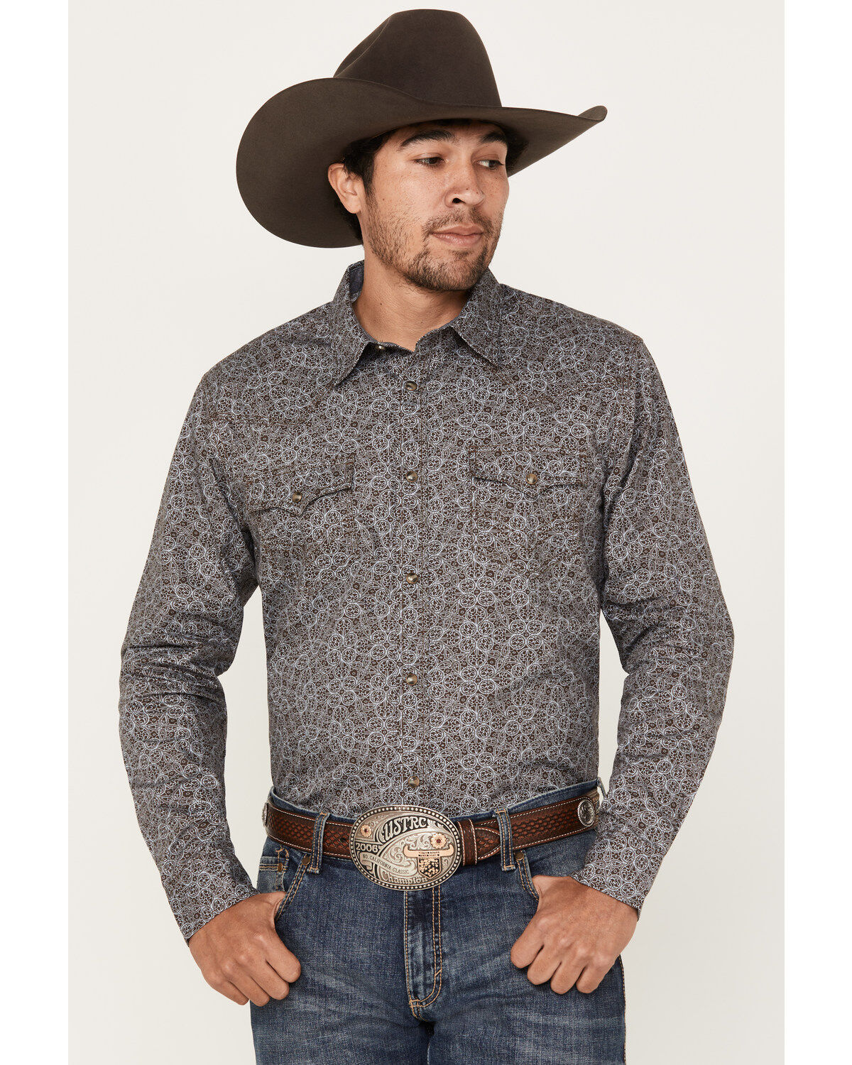 Men's Cody James Down Range Medallion Print Long Sleeve Western Snap S
