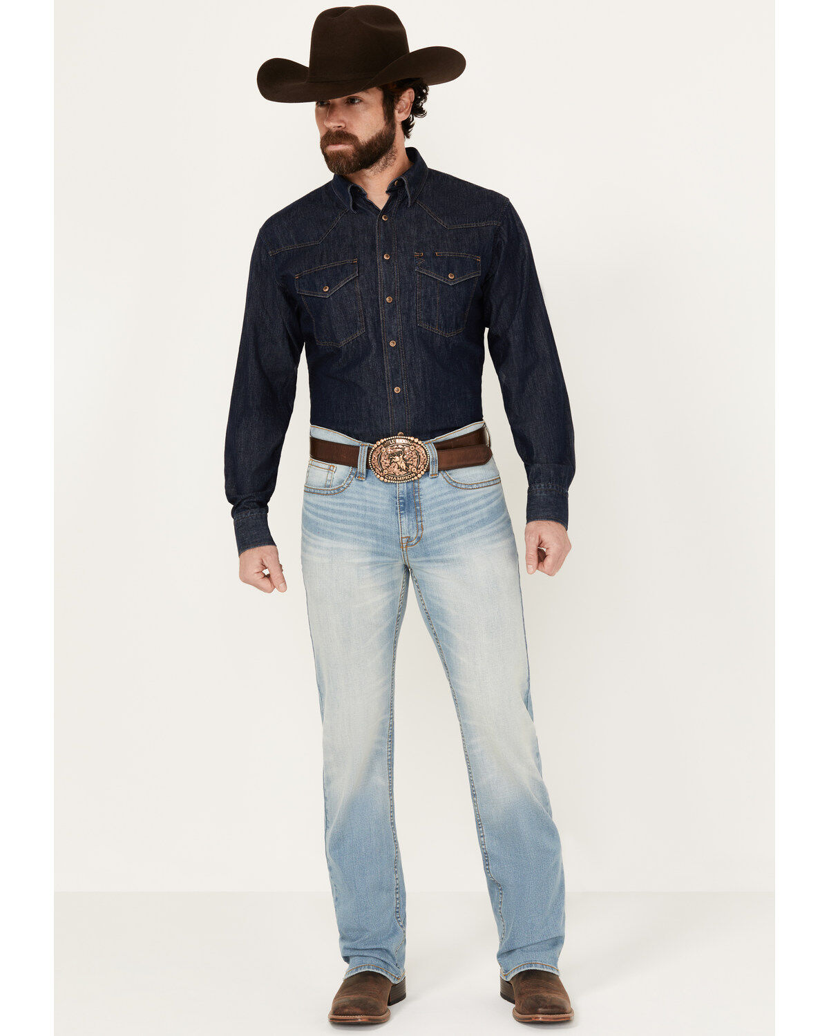 Men's Cody James Light Wash Cowboy Slim Straight Stretch Denim Jeans