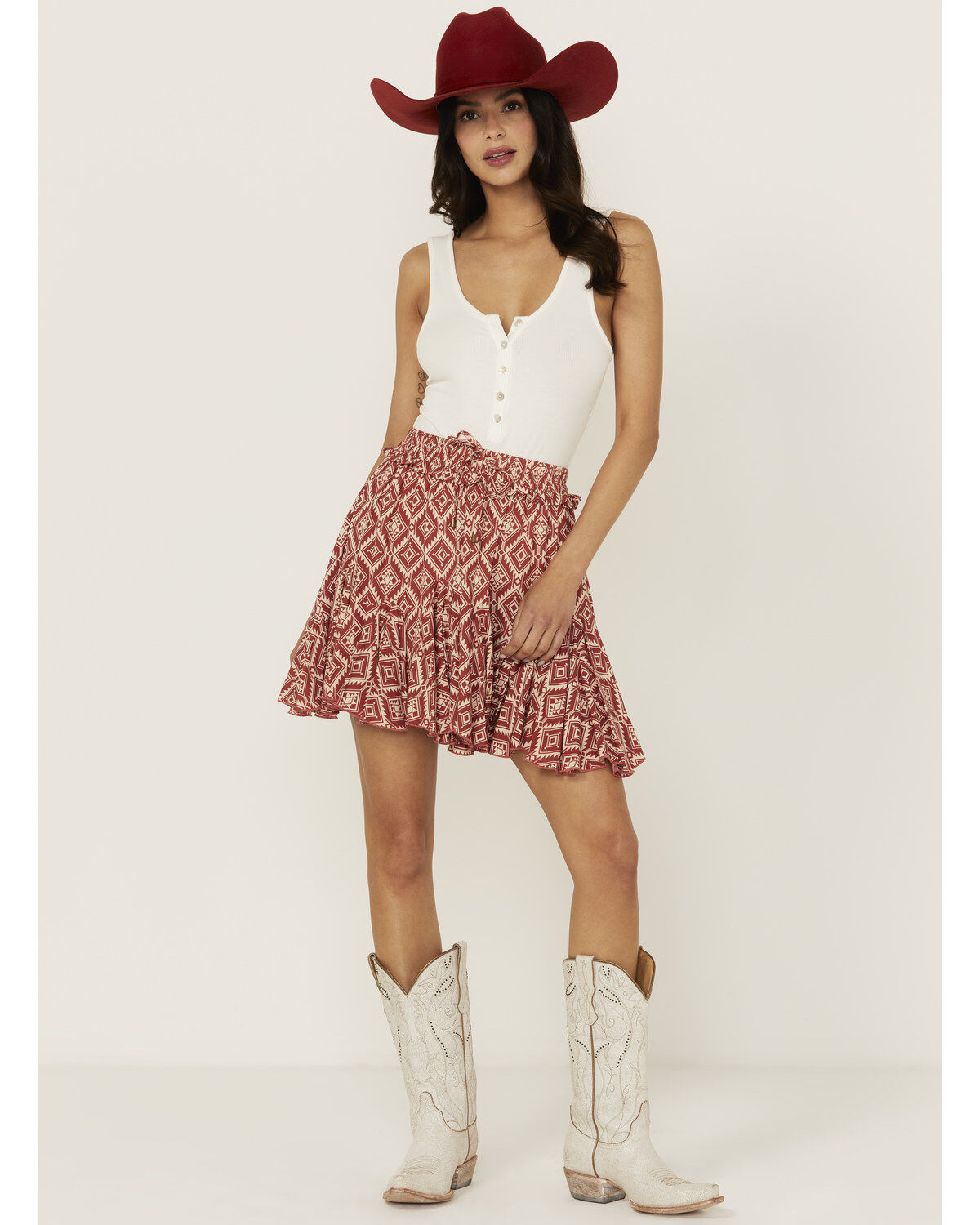 Women's Rock & Roll Denim Southwestern Print Skirt