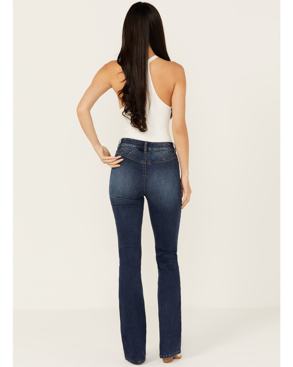 Women's Shyanne Celeste Dark Wash High Rise Seamed Back Stretch Bootcu